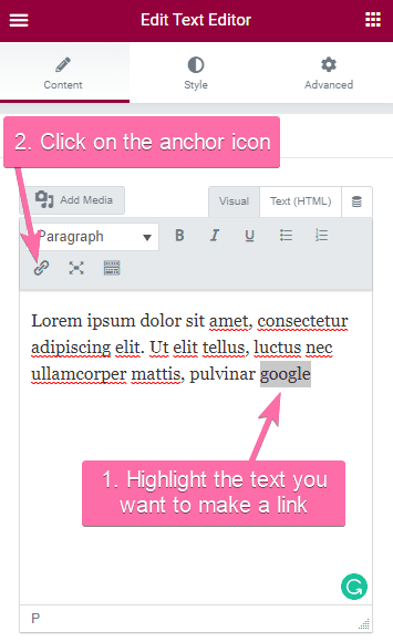 how to open links in a new tab in Elementor
