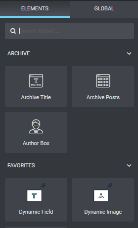 Elementor archive widgets