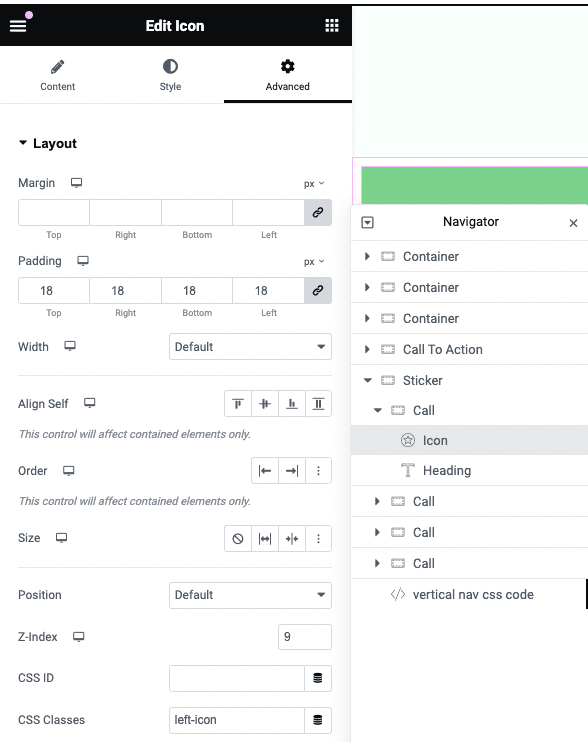 Create a Vertical Icons Sticky Menu with Elementor 5